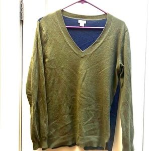 J. Crew color-block Merino wool v-neck sweater.